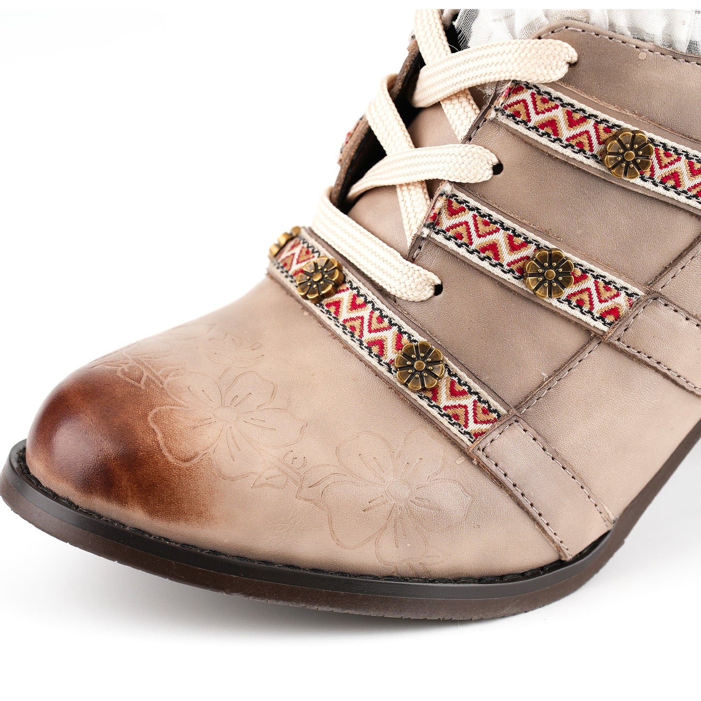 Vintage Boho Lace-Up Pumps