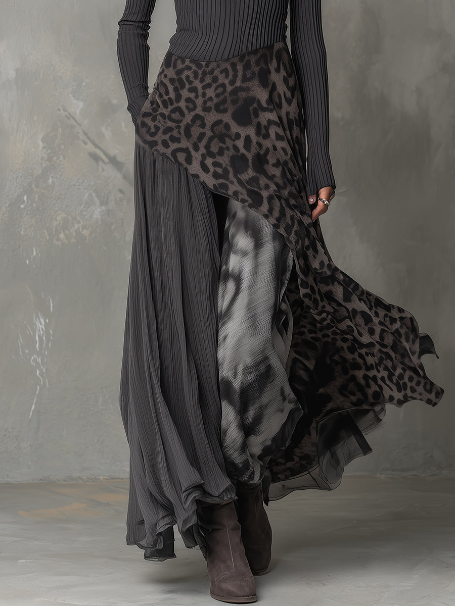 Martina | Robe longue à motif léopard