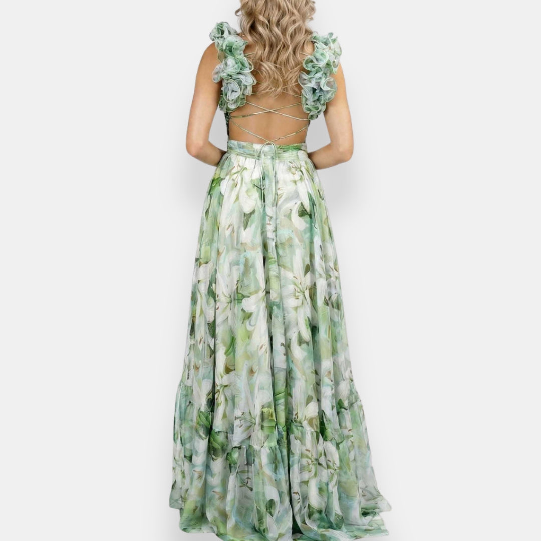 Talvarne | Robe Longue Fleurie Découpée