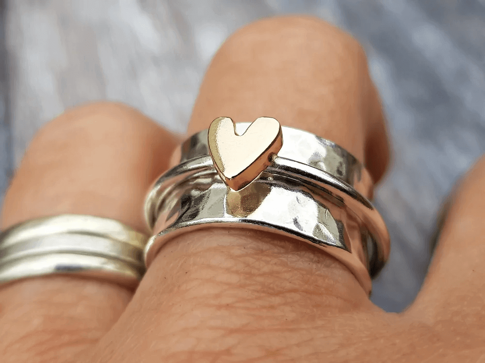 DELACROIX | BAGUE EN ARGENT CŒUR DORÉ