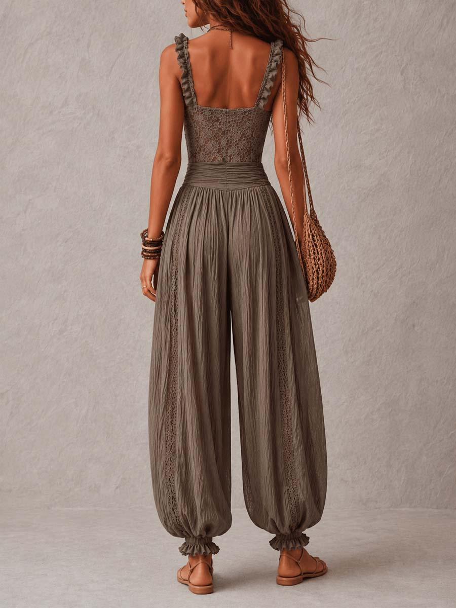 Combinaison Wanda — Bustier en dentelle avec pantalons sarouel plissés