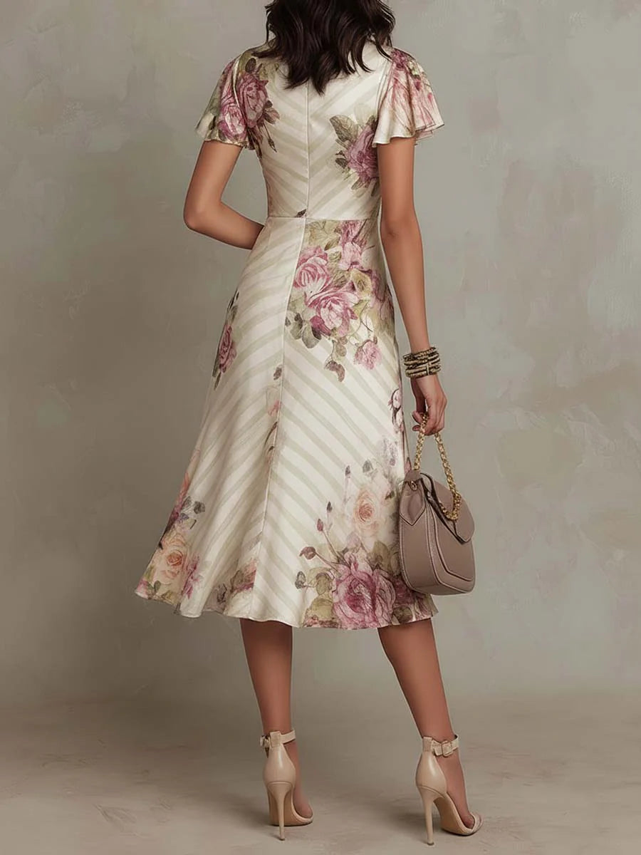 Alba | Élégant Robe Midi Florale Rétro
