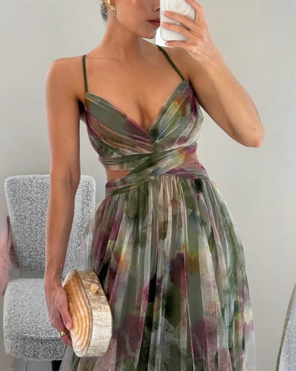Giselle | Robe maxi en chiffon avec motif floral