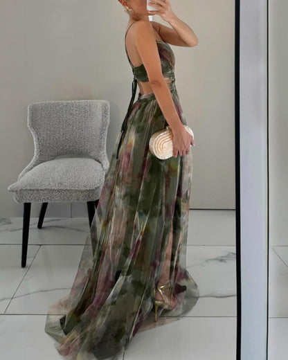 Giselle | Robe maxi en chiffon avec motif floral