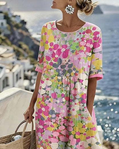 ELENA™ - ROBE MIDI ÉLÉGANTE À FLEURS D'ÉTÉ