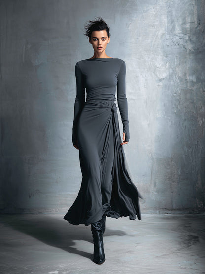 Gabriella | Robe longue avec nœud latéral