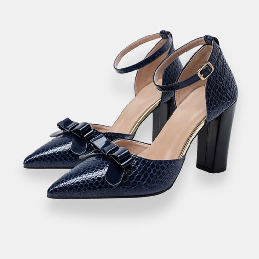 Doëlvoire | Escarpins croco bride nœud