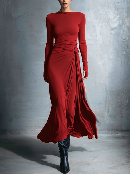 Gabriella | Robe longue avec nœud latéral
