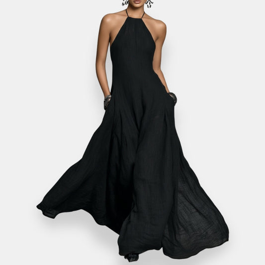 Grélinde | Robe maxi halter poches