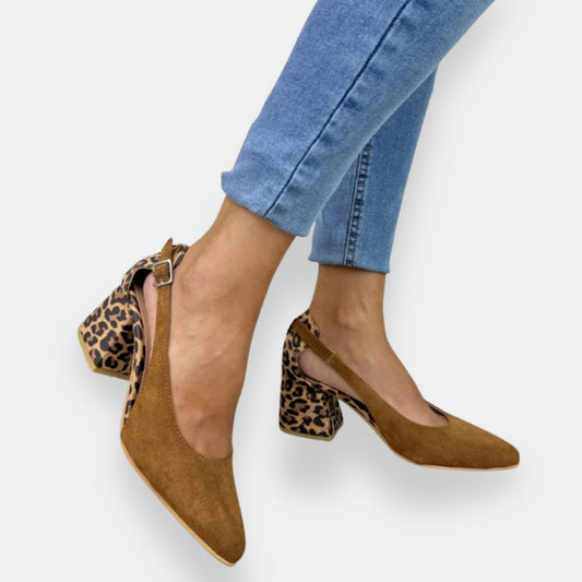 Nélourde | Escarpins slingback talon léopard