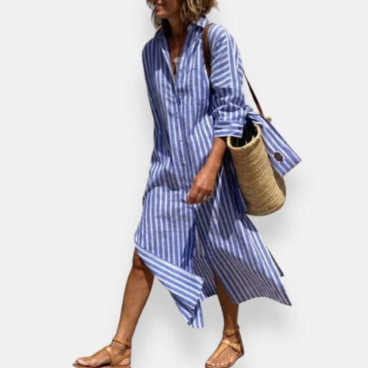 Folvianthe | Robe Chemise Longue Rayée
