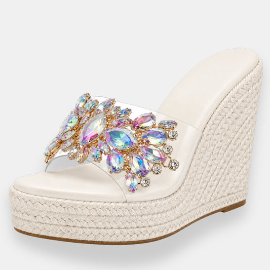 Adervane | Sandales compensées à strass