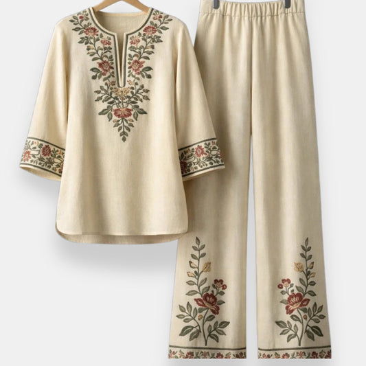 Aubreline | Ensemble brodé fleuri
