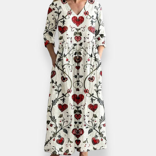 Irys | Robe maxi cœurs floraux