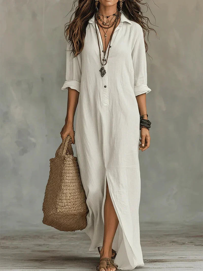 Robe Céline — robe maxi à coupe ample avec des boutons