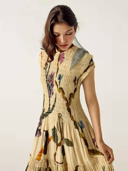 Robe maxi plissée imprimée