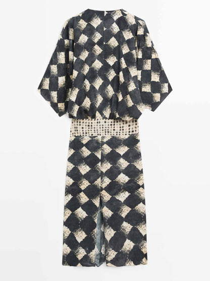 Robe maxi kimono abstraite