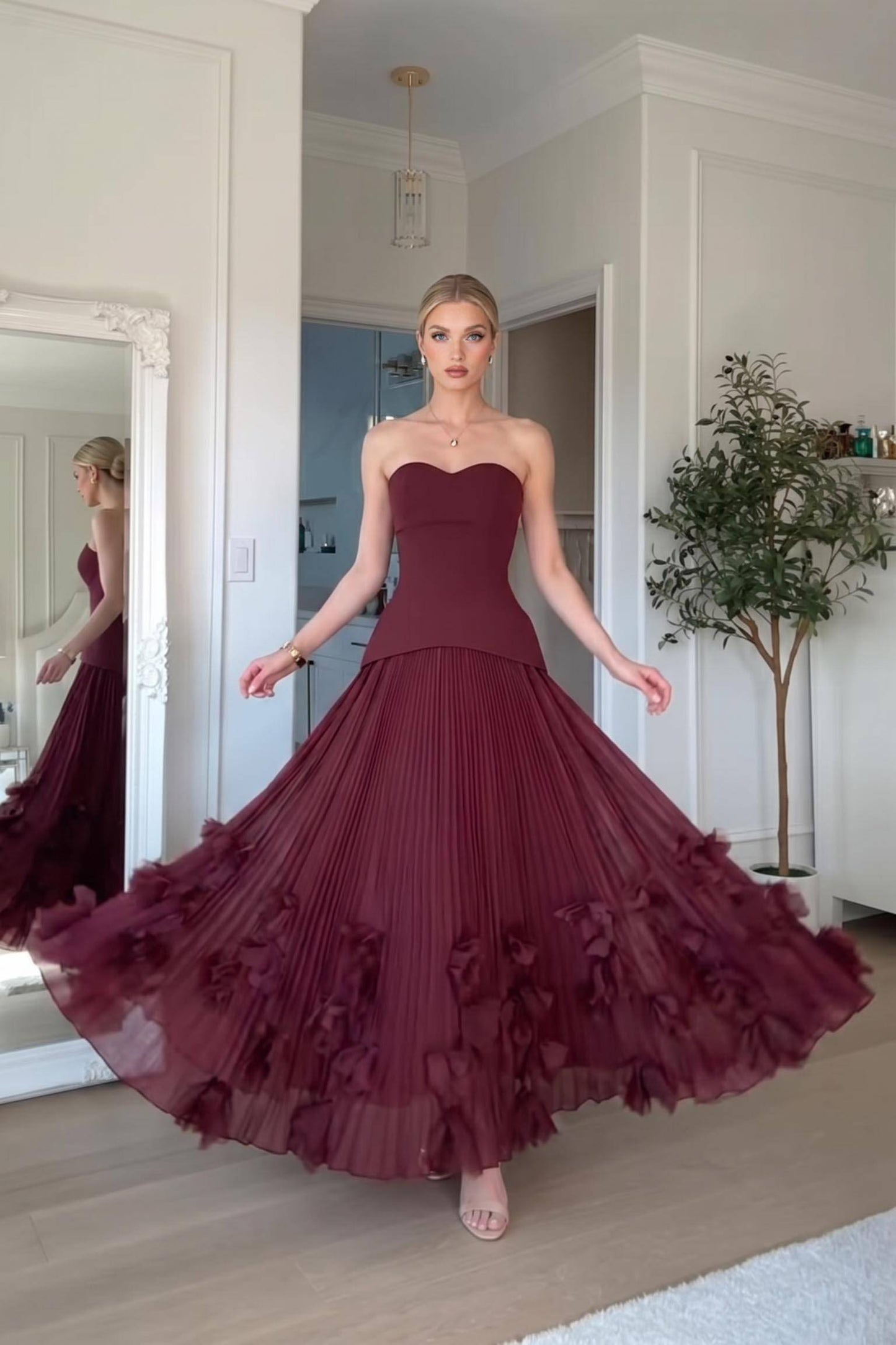 Robe Maxi avec Design en Pétales