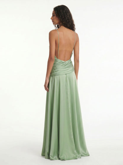 Robe Maxi Wrap à Dos Nu Sage