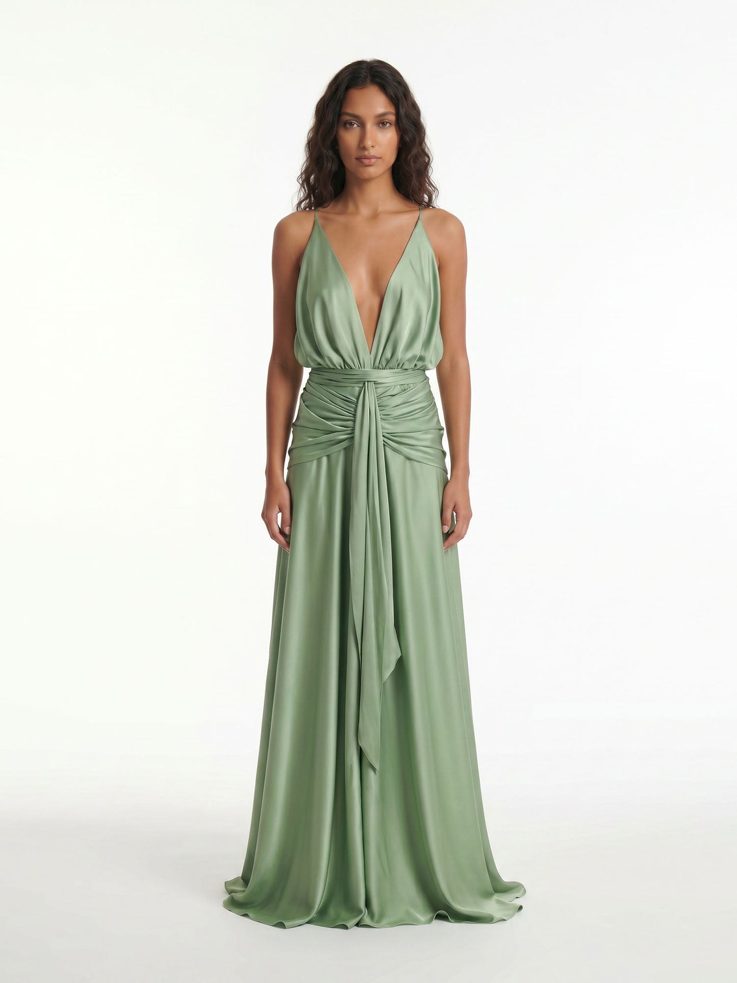 Robe Maxi Wrap à Dos Nu Sage