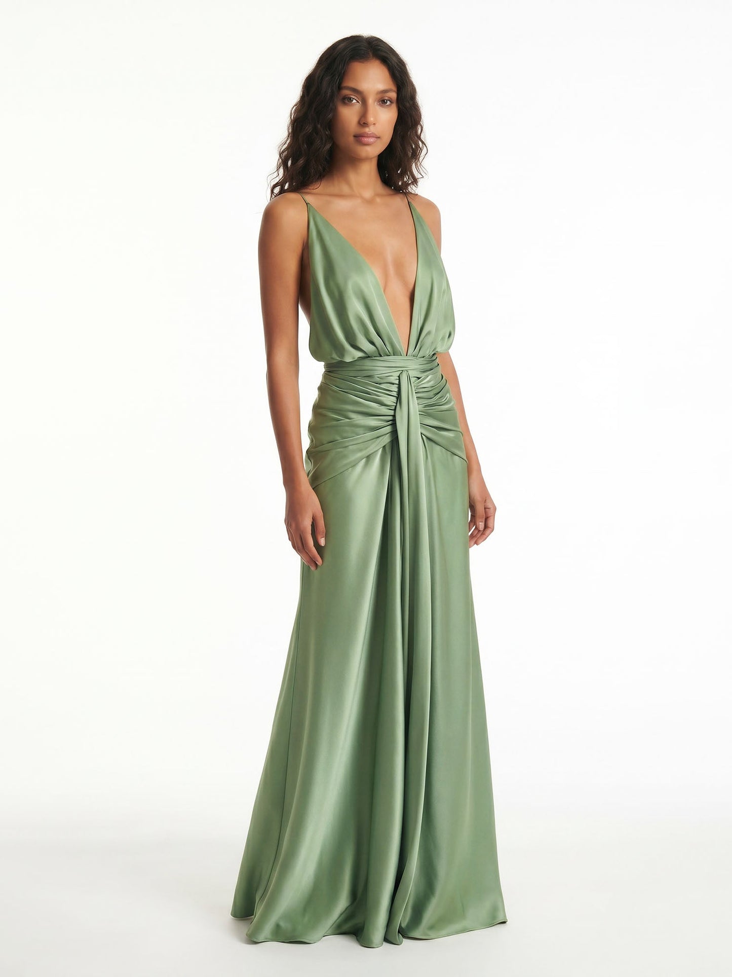 Robe Maxi Wrap à Dos Nu Sage