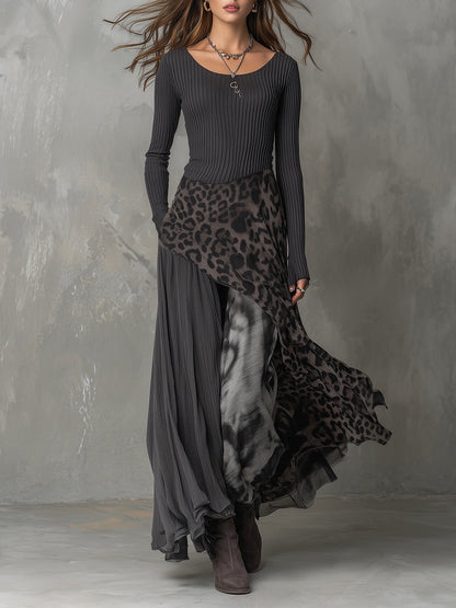 Martina | Robe longue à motif léopard
