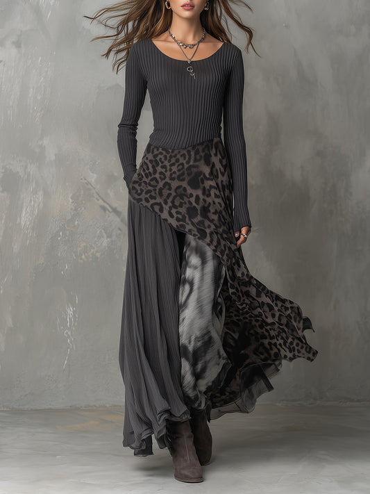 Martina | Robe longue à motif léopard