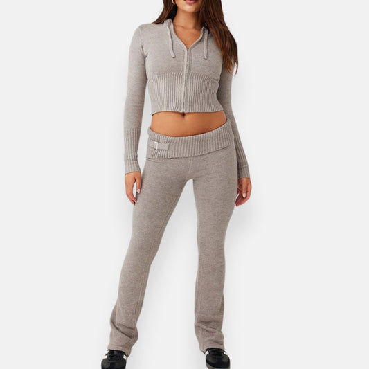 Rania | Ribbed zip-up hoodie set