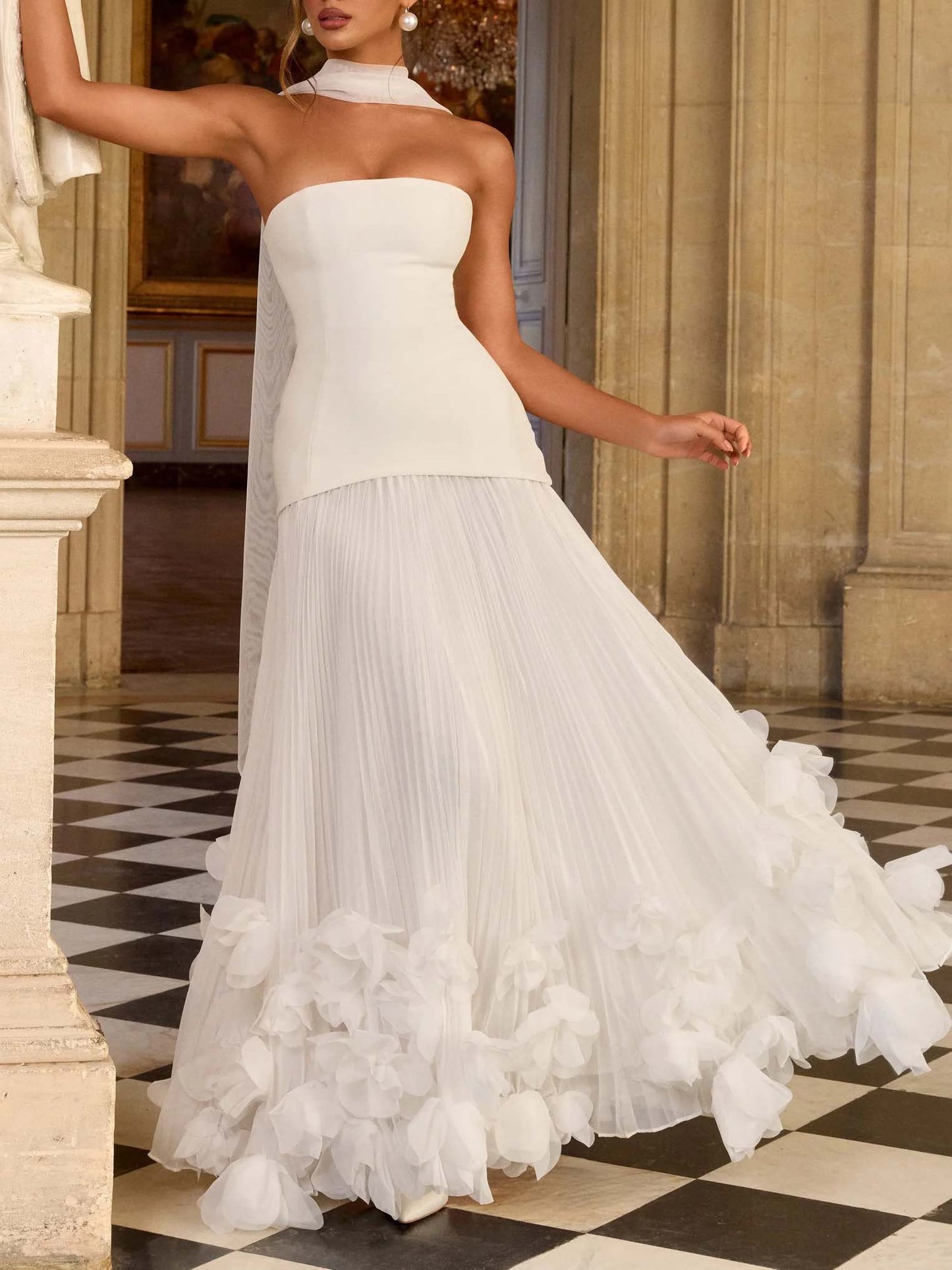 Robe Maxi avec Design en Pétales