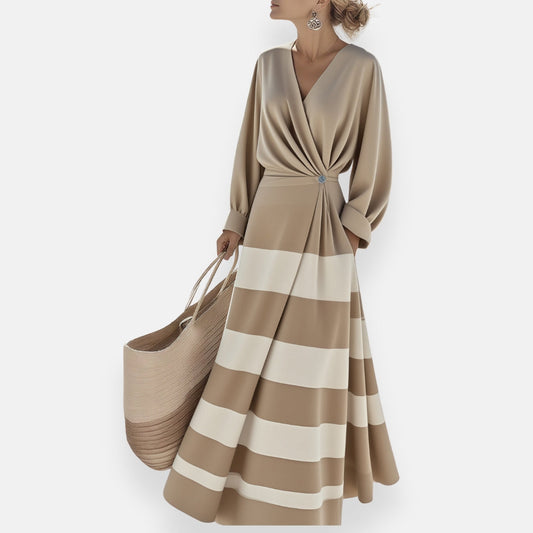 Caline | Robe à rayures et nœud drapé