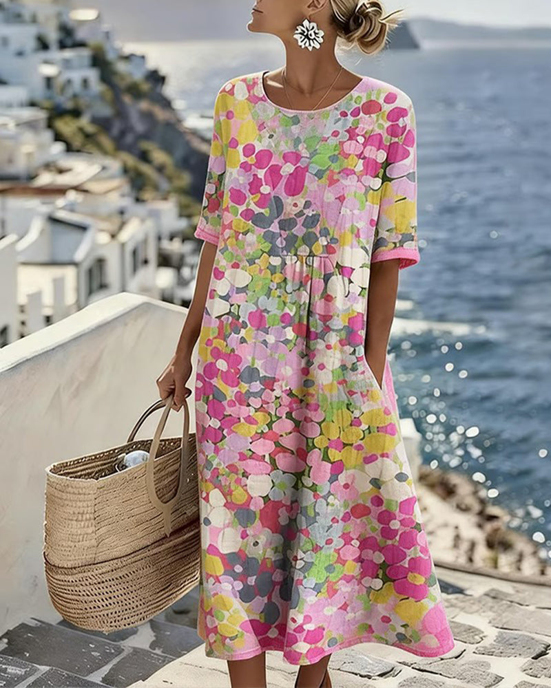 ELENA™ - ROBE MIDI ÉLÉGANTE À FLEURS D'ÉTÉ