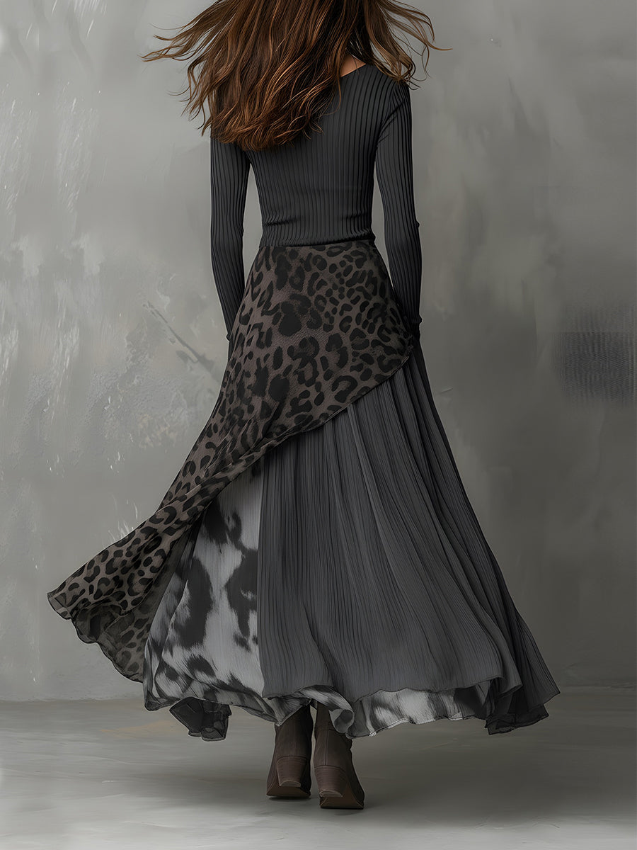 Martina | Robe longue à motif léopard