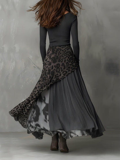 Martina | Robe longue à motif léopard