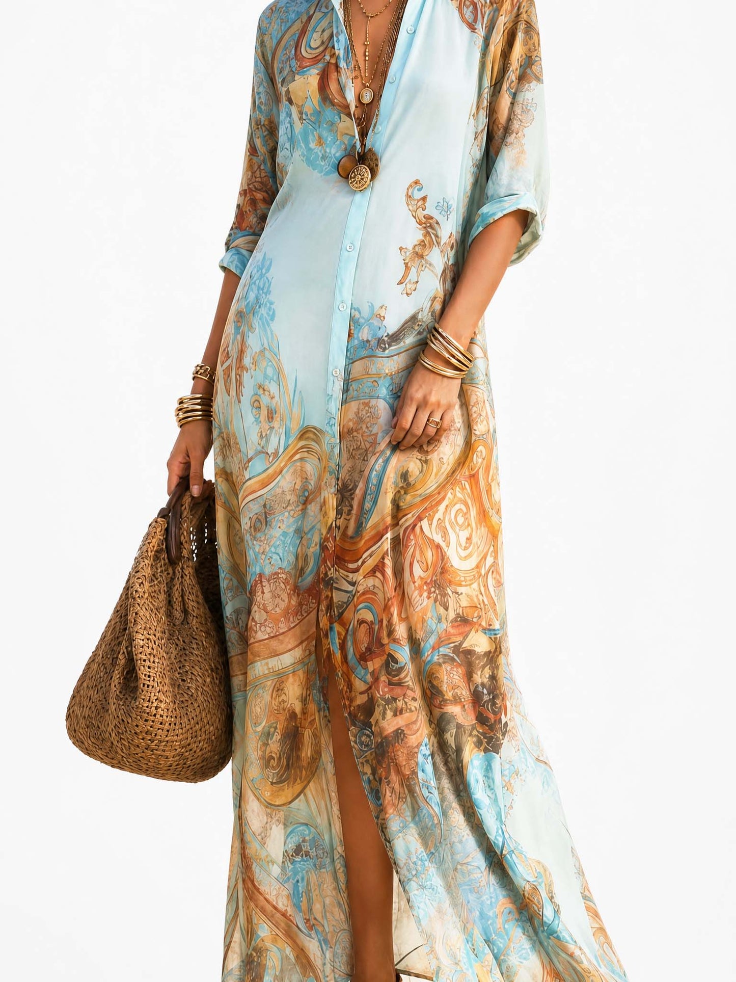 Maxi Robe Imprimée Style Bohème