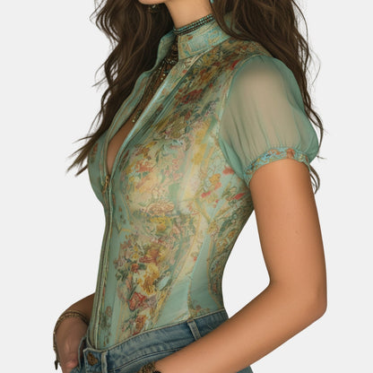 Octaviane | Top zippé imprimé floral