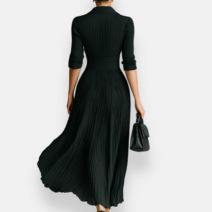 Kaëlvine | Robe plissée ceinture dorée