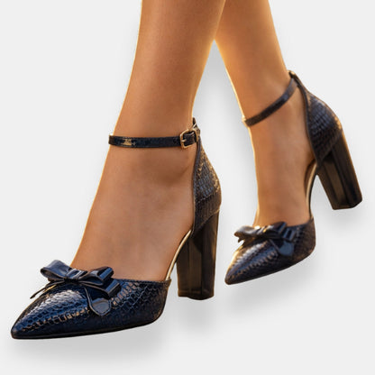 Doëlvoire | Escarpins croco bride nœud
