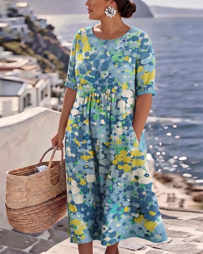 ELENA™ - ROBE MIDI ÉLÉGANTE À FLEURS D'ÉTÉ