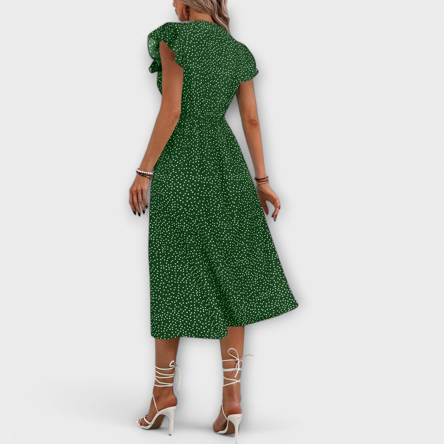 Robe Midi à Pois Élégante