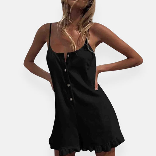 Jamila | Mini-robe noire à bretelles fines