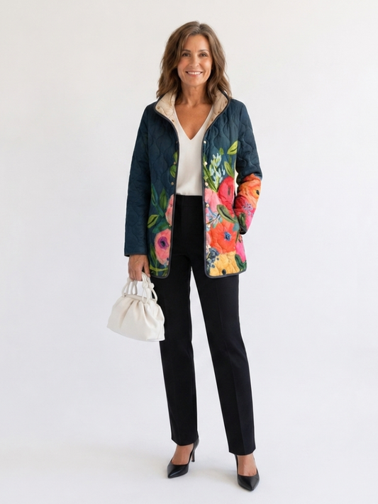 DELACROIX | Veste Matelassée Fleurs Peintes Camille
