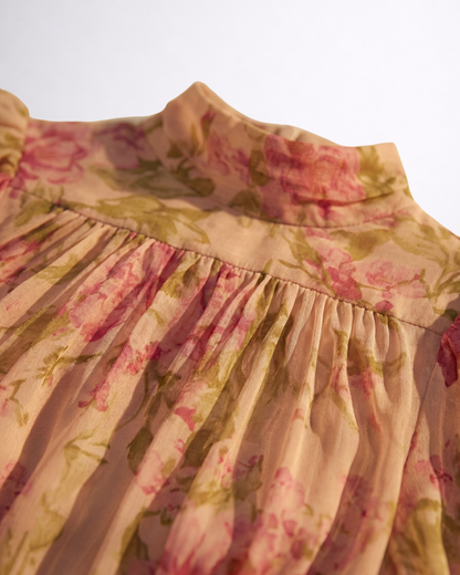 Rosario | Robe longue en chiffon à fleurs