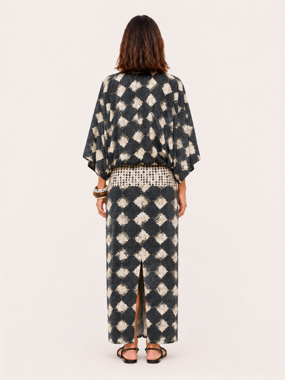 Robe maxi kimono abstraite