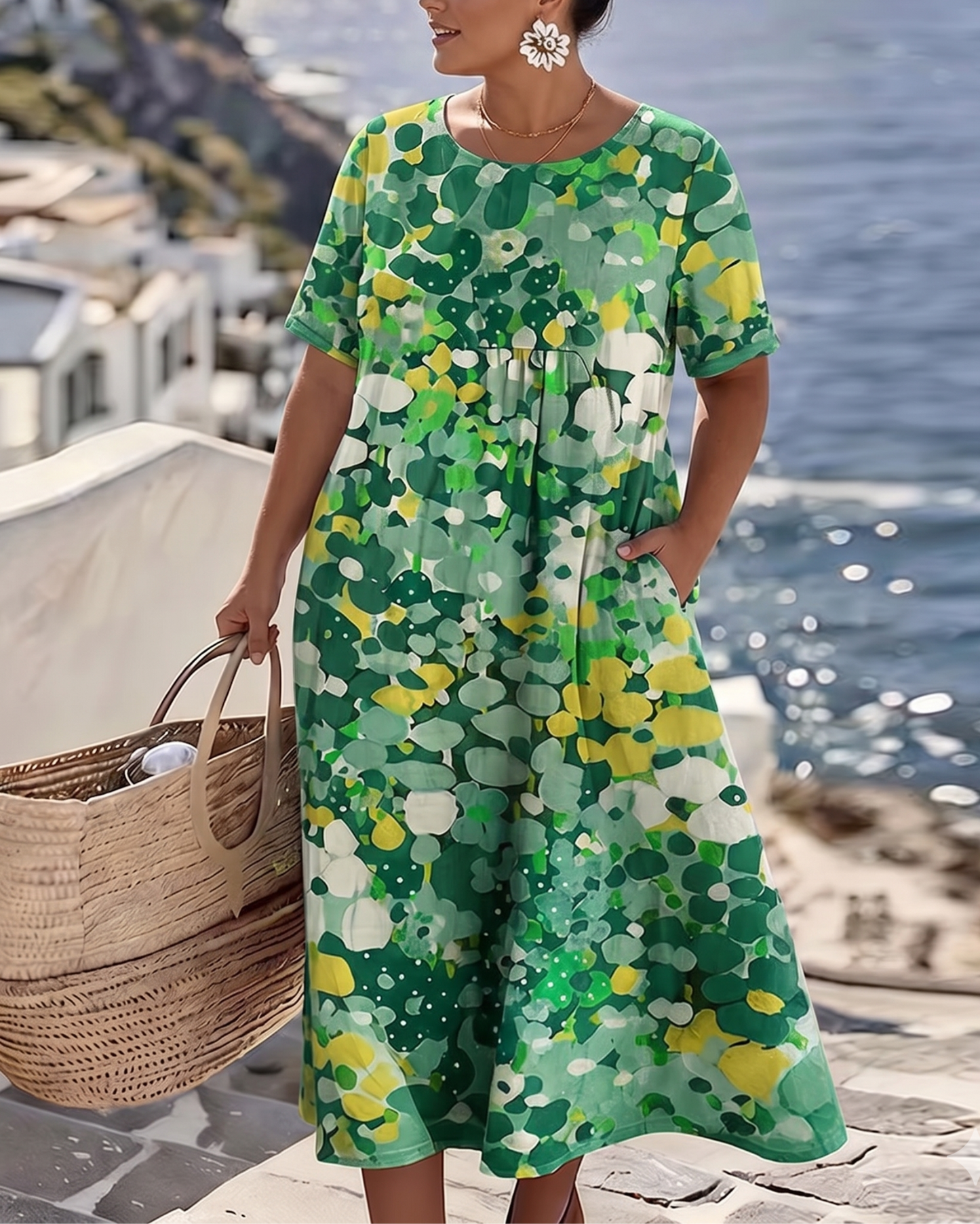 ELENA™ - ROBE MIDI ÉLÉGANTE À FLEURS D'ÉTÉ