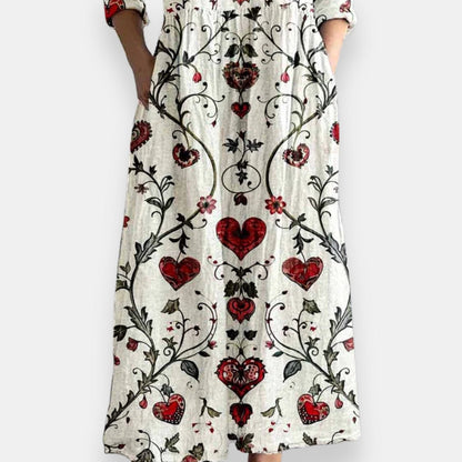 Irys | Robe maxi cœurs floraux