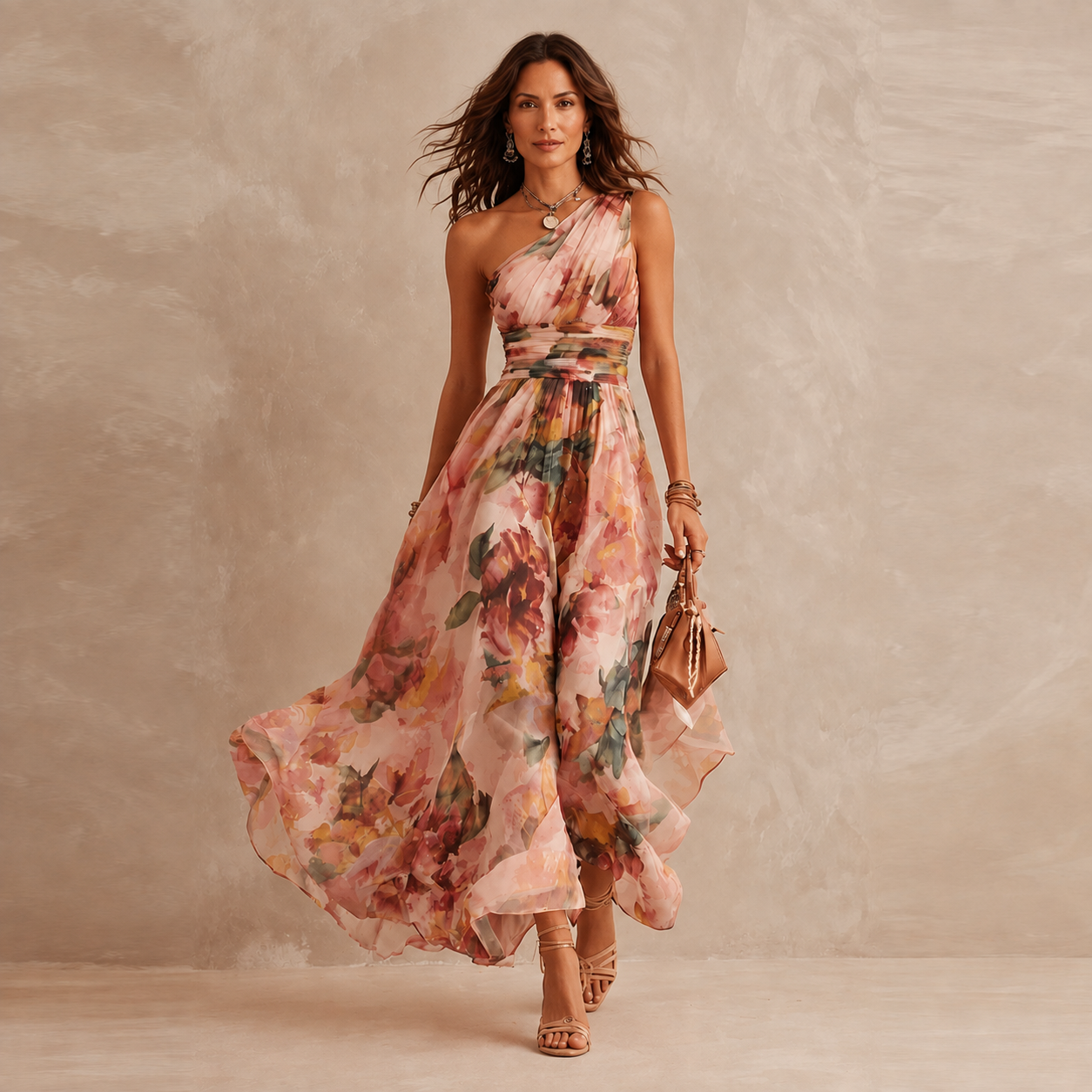 Celeste | Robe Maxi à Une Épaule à Fleurs
