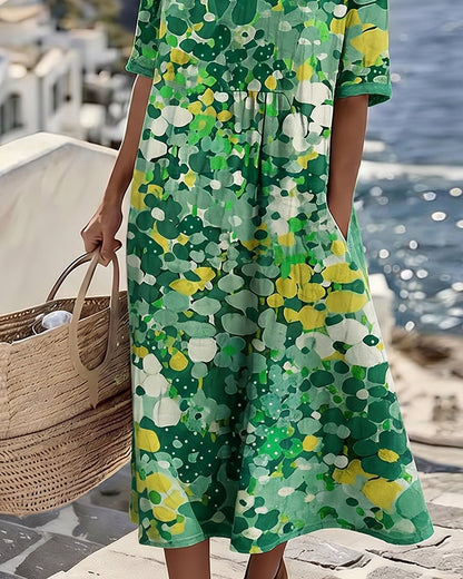 ELENA™ - ROBE MIDI ÉLÉGANTE À FLEURS D'ÉTÉ