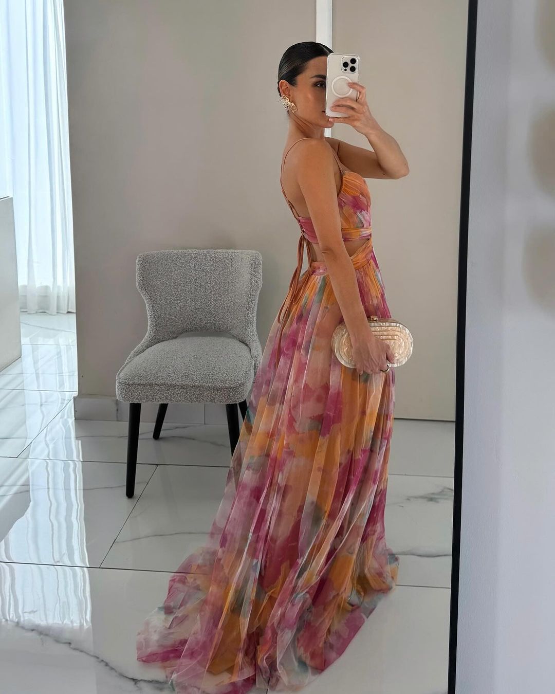 Giselle | Robe maxi en chiffon avec motif floral