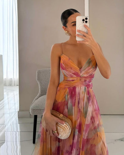 Giselle | Robe maxi en chiffon avec motif floral