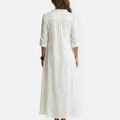Maryse | Robe longue brodée à motifs floraux